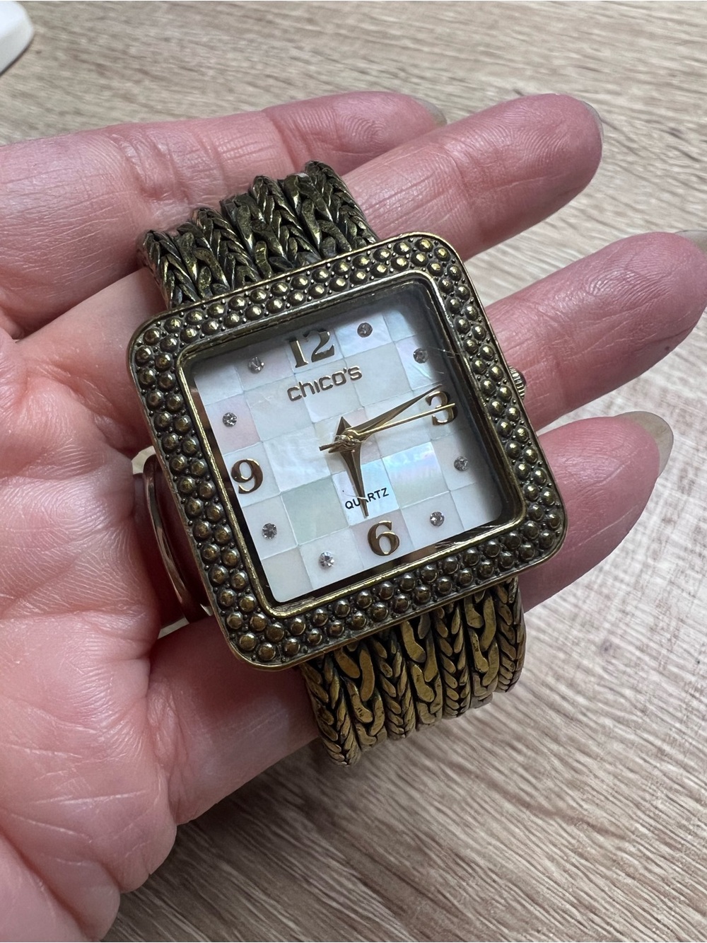 Chico's vintage Women's Gold-Tone Square Face Bracelet Watch